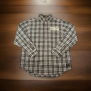 Harley Davidson Genuine Motor Clothes L Plaid Flannel Embroidered Logo Patches